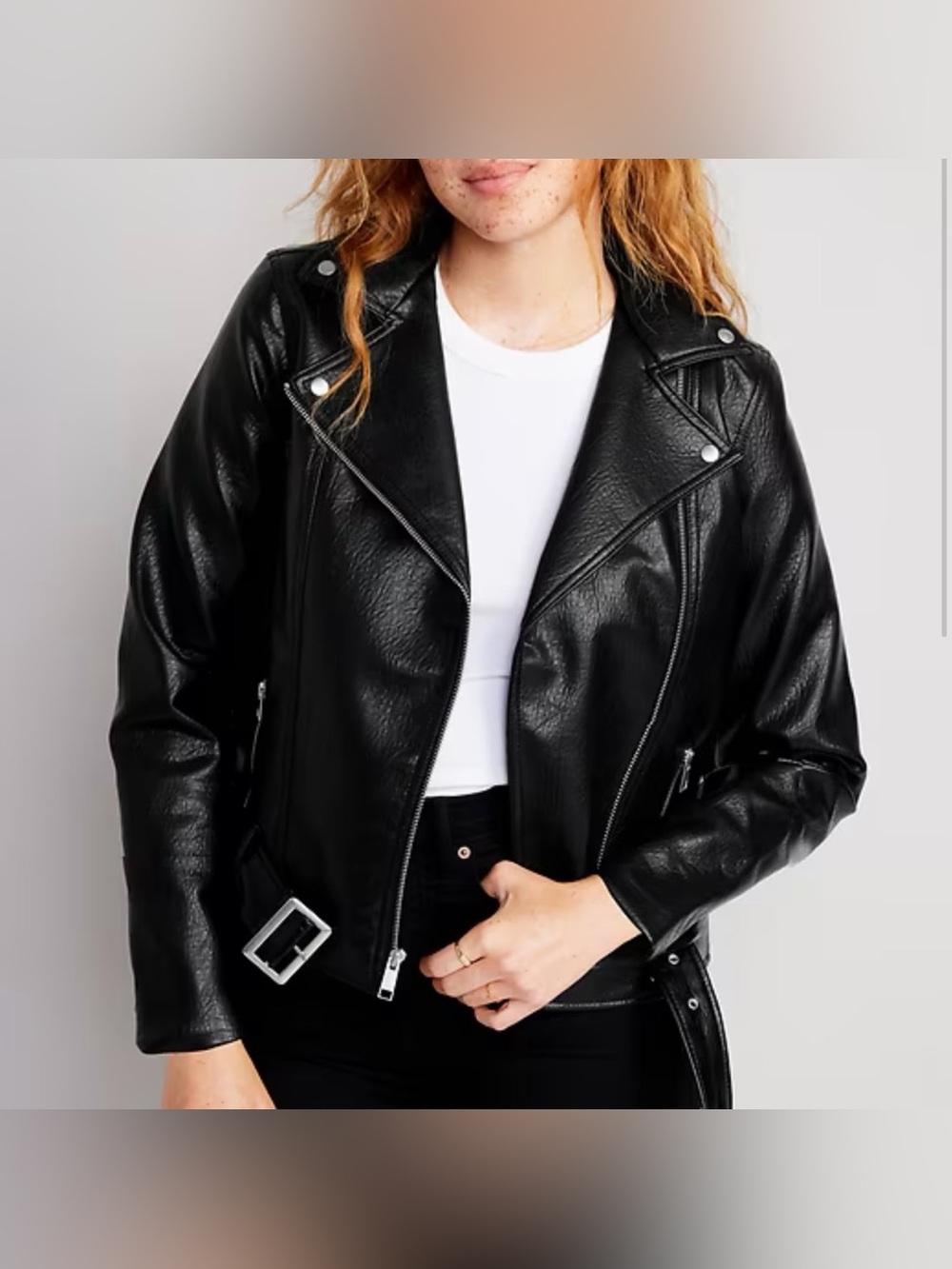 Old Navy Faux-Leather Belted Biker Jacket